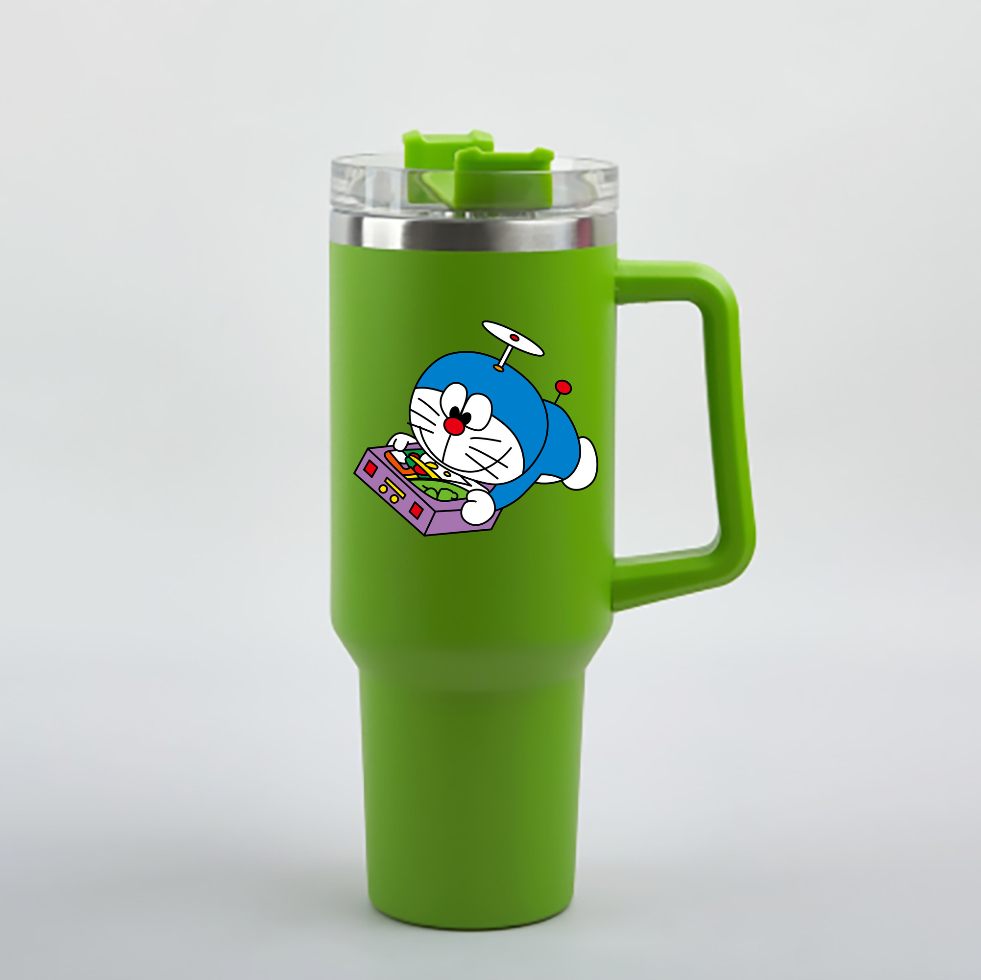 （画像用） ドラえもん Doraemon 1200mL車用タンブラー - クリスタルステッカー（プラスチックストロー付き）